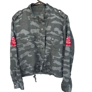 Rails Jacket Womens Medium Collins Camo Military Embroidered Rose Utility